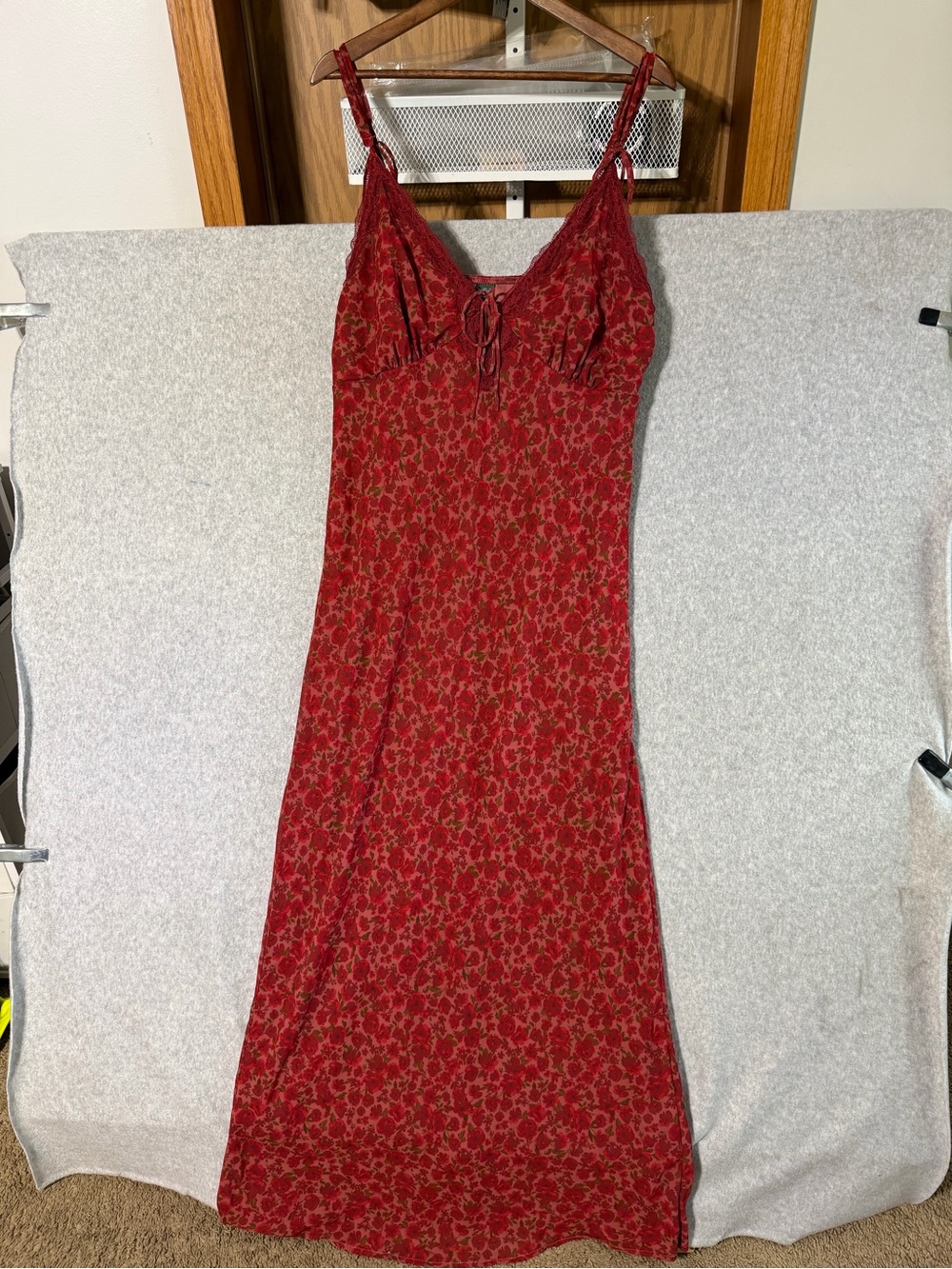 wild fable Red Floral Lace Tie-Front Slip Dress xl